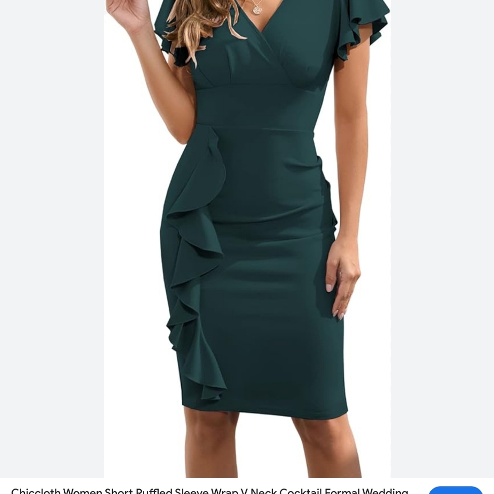 NWT Army/Hunter Green Women's Ruffled Knee Length Wedding Guest Dress Sz XL